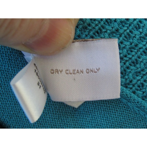 Chicos Cardigan Womens 2 Teal Blue Good 100% Silk Shrug Open Front 3/4 Sleeve - Picture 5 of 10
